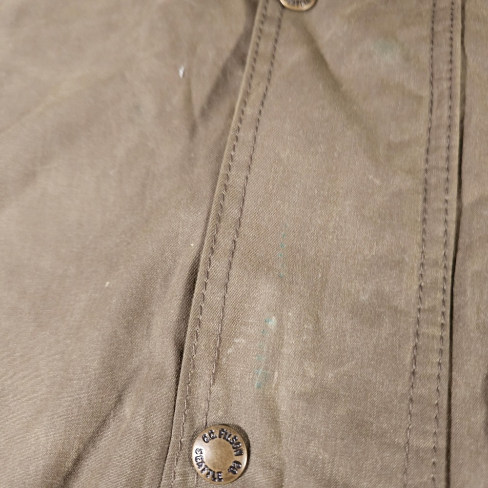 Filson Mile Marker Coat Mens L Otter Green Waxed Cotton Jacket 11010768 USA - Picture 5 of 9